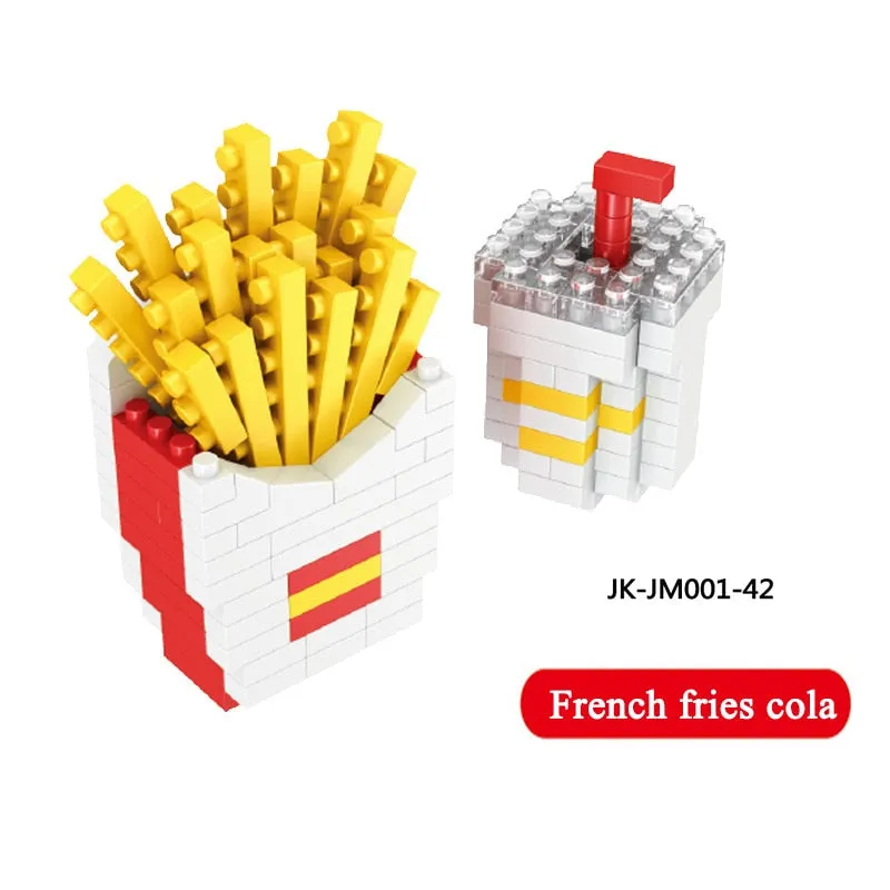 Mini Blocks Moc Fast Food Burger Ice Cream French Fries Diamond Blocks DIY Puzzle Assembly Ornament Children's Toys Holiday Gift