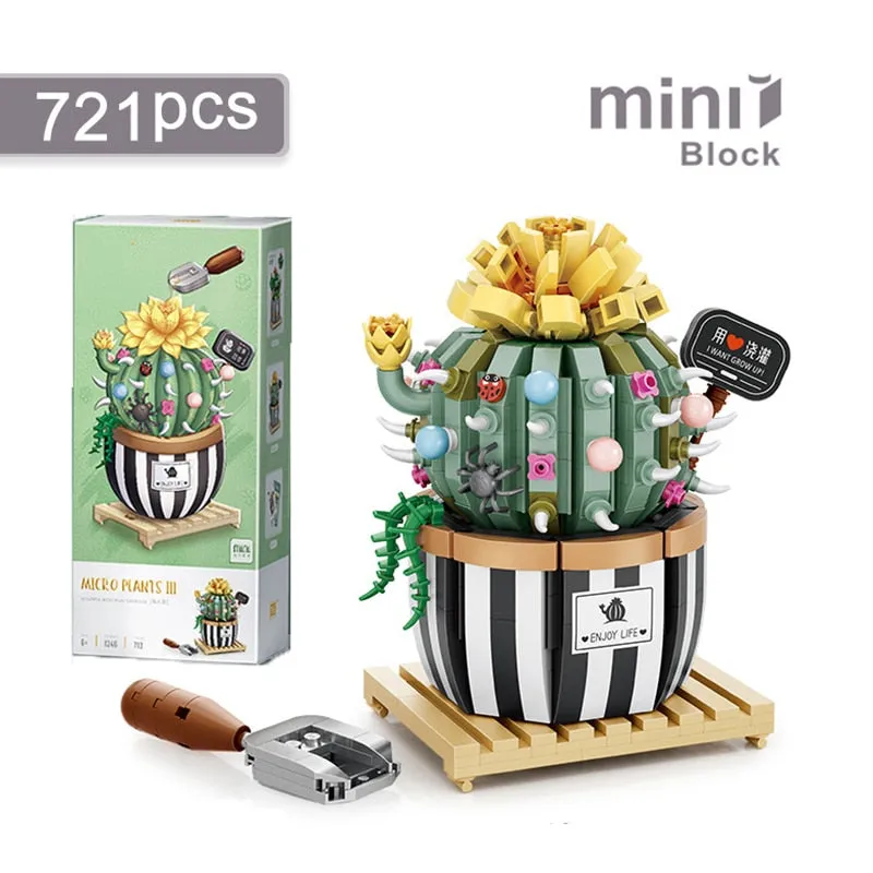 Mini Building Block Flower DIY Creative Bouquet Home Decoration Potted Flower 3D Model Assembled Brick Children's Toy Girl Gift