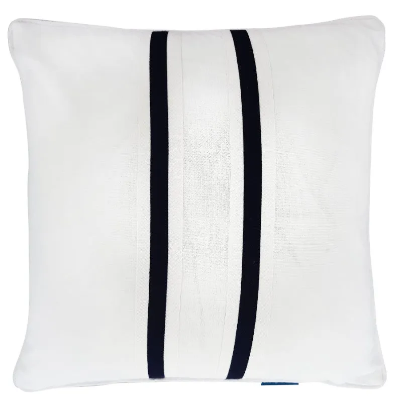 Mirage Haven North Twin Strip Dark Blue and White 50x50cm Cushion Cover