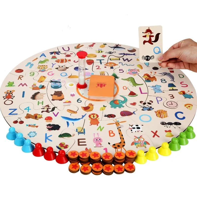 Montessori Early education toys wooden jigsaw puzzle parent-child interaction detective search card memory board game for kids