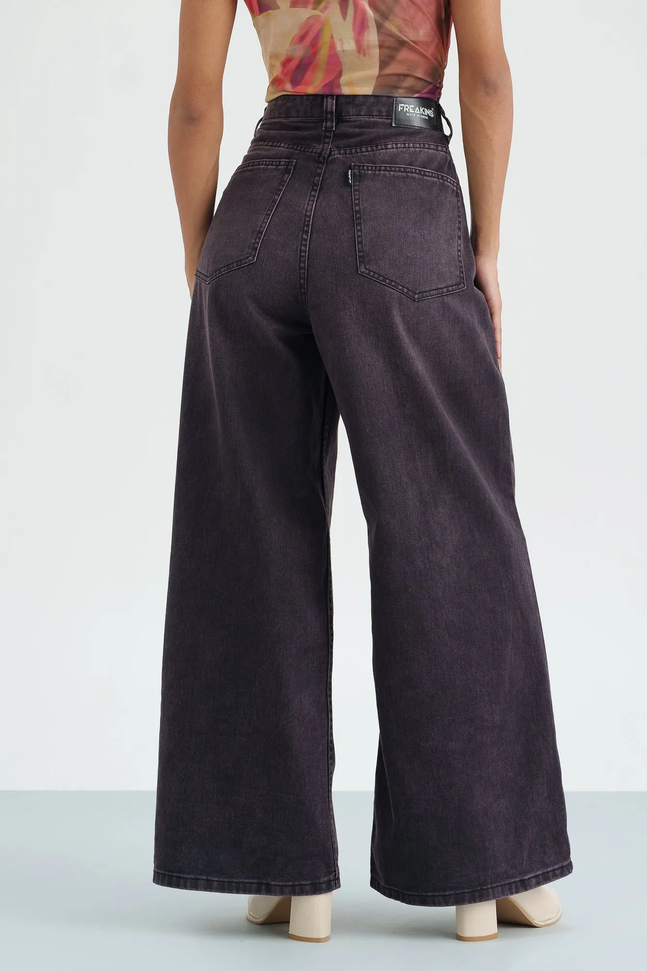 Mulberry Tinted Cropped Wide Leg Jeans