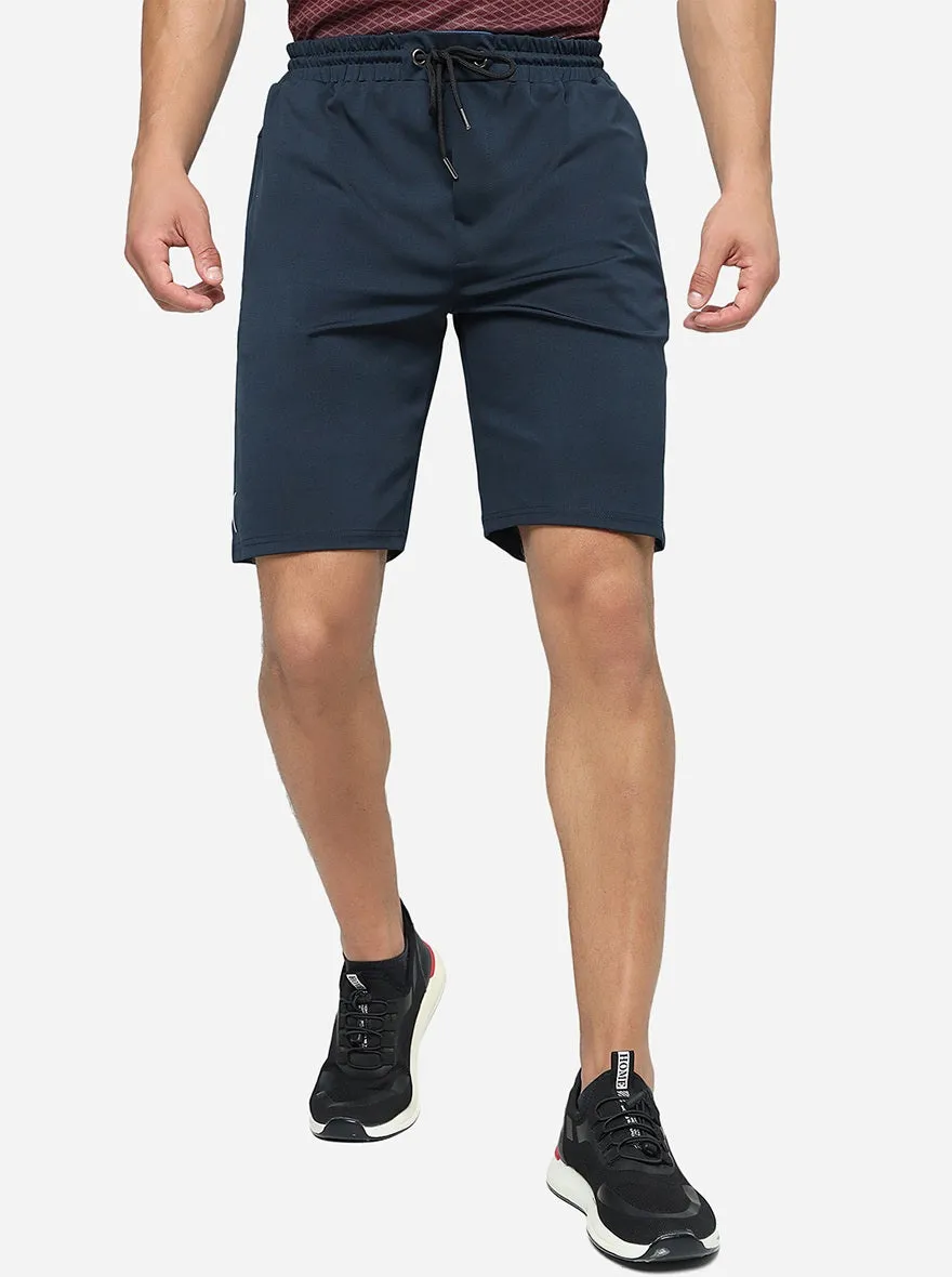 Navy Blue Solid Slim Fit Shorts | Jade Play