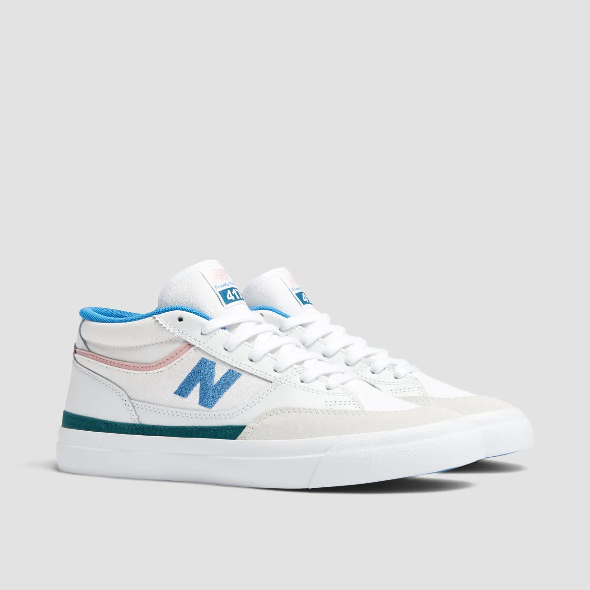 New Balance Numeric Franky Villani 417 Mid Top Shoes - White/Blue Laguna