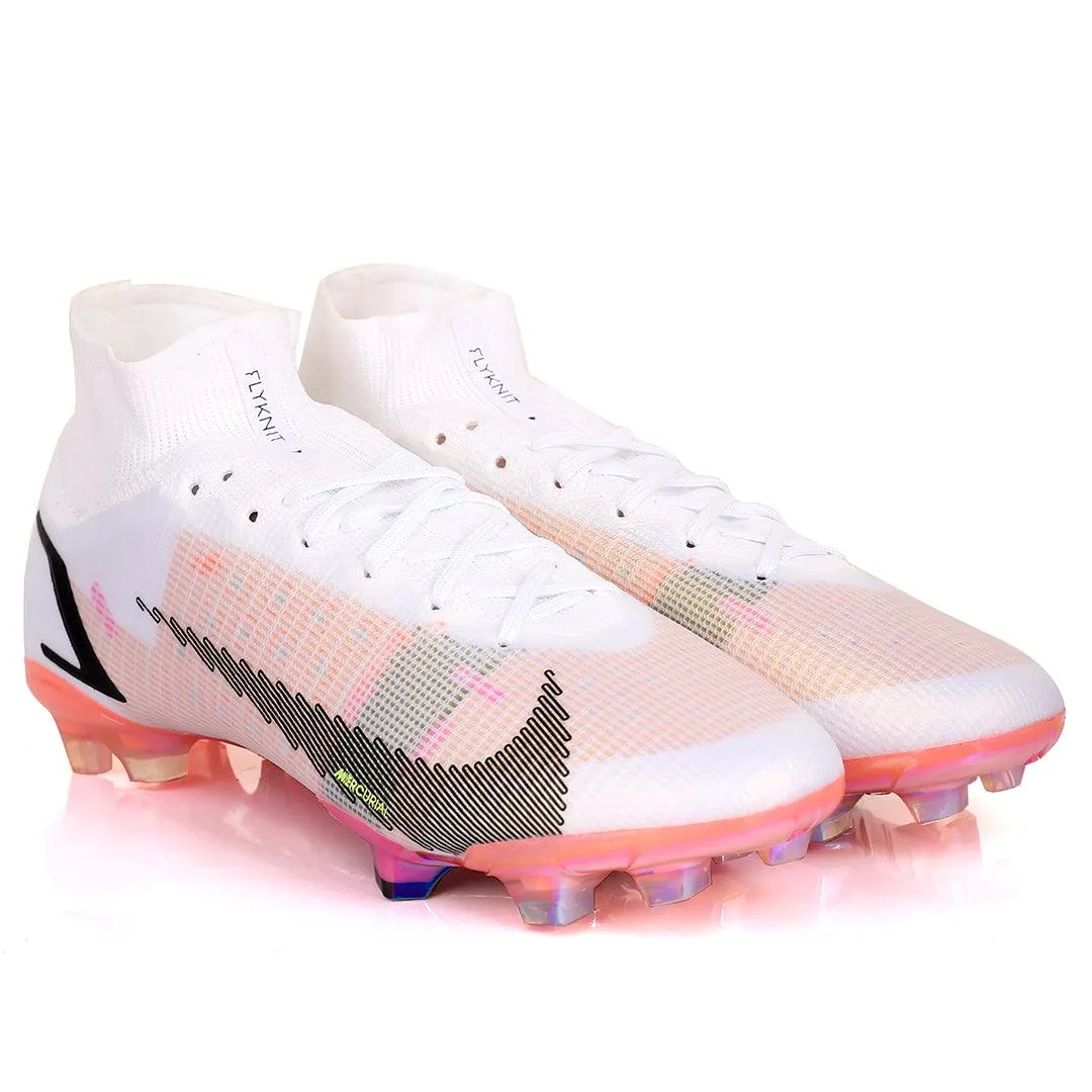 NK Mercurial Logo Designed High Top Football Boots - White