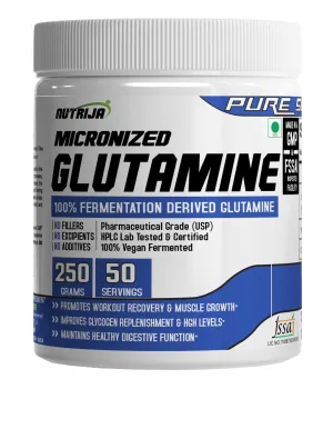 NutriJa Micronized Glutamine Powder, Amino Acid Supplement | Support Muscle Growth & Recovery | 5g Per Serving- 250 grams (Unflavored)