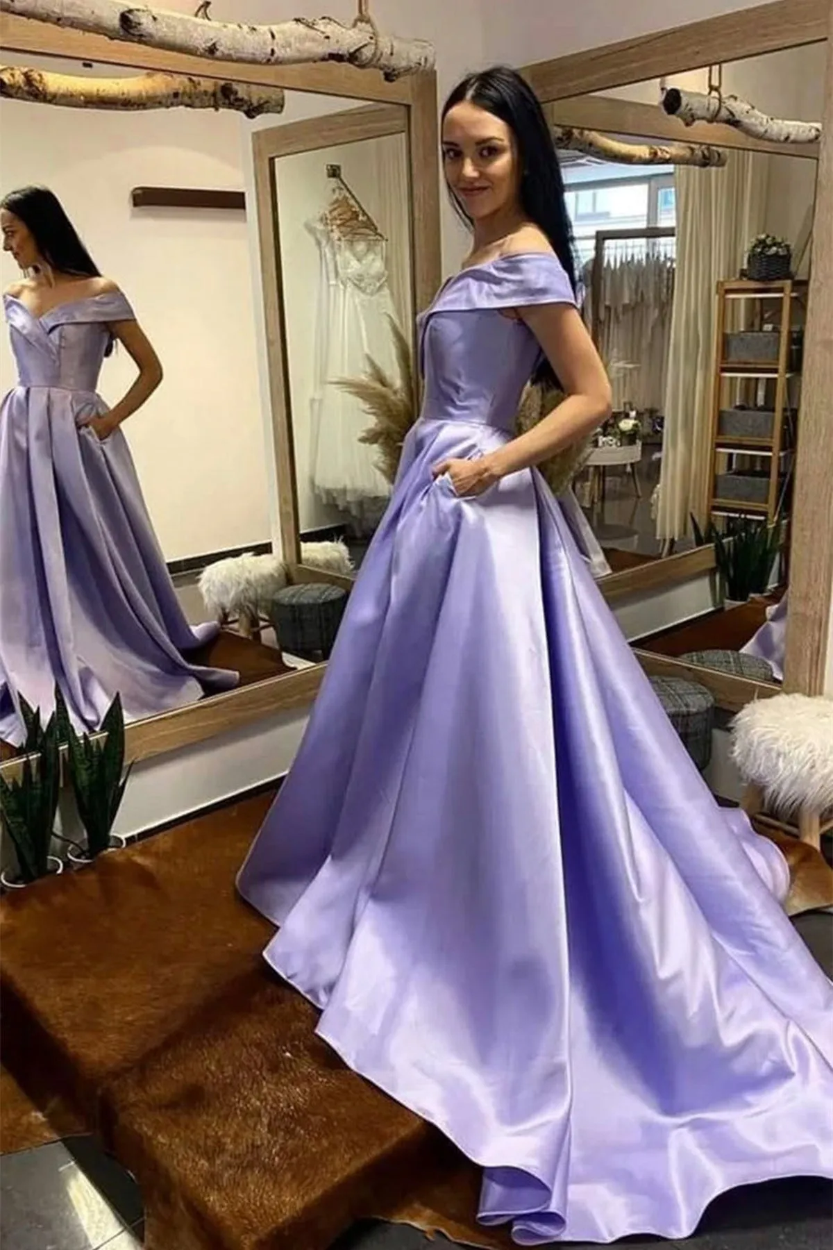 Off Shoulder Royal Blue/Purple/White Long Prom Dress,Formal Graduation Evening Dresses with Train