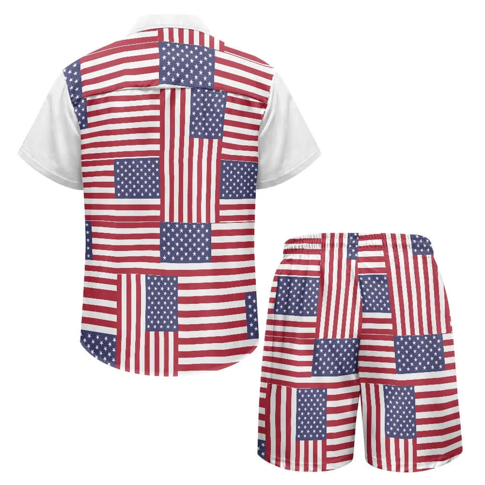 Patriotic 4th of July Shorts Outfit Set for Men