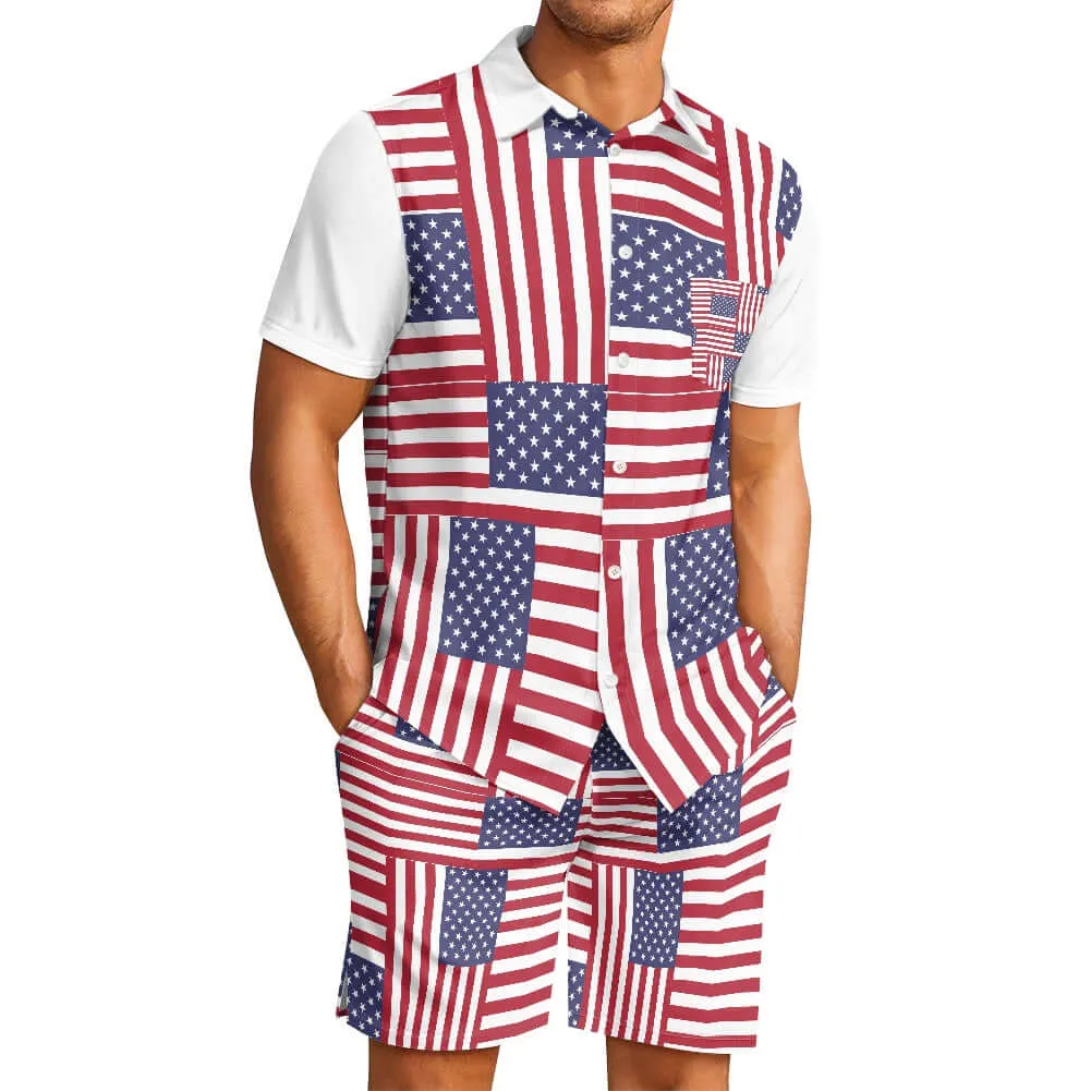 Patriotic 4th of July Shorts Outfit Set for Men