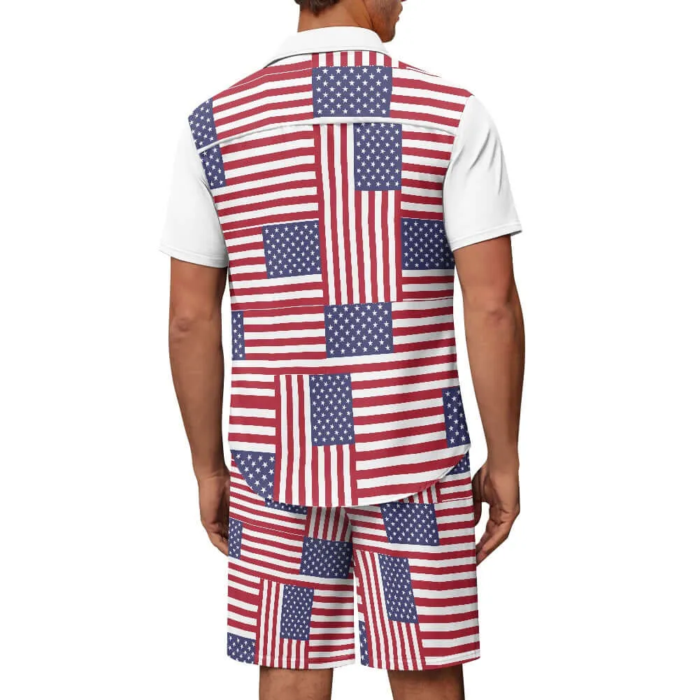 Patriotic 4th of July Shorts Outfit Set for Men