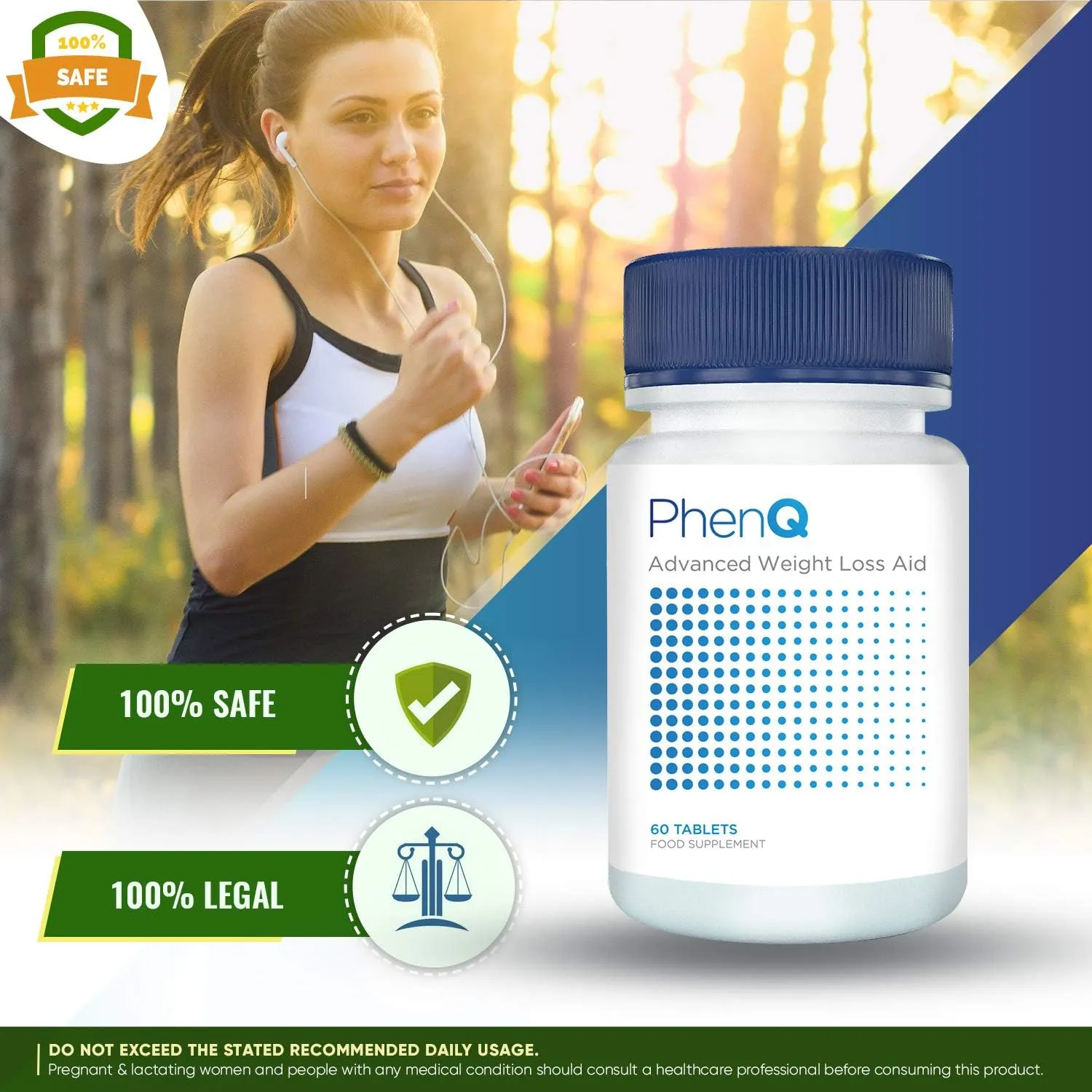 PhenQ Advanced Weight Loss Aid Supplements, Natural Fat Burner Tablet (500mg) for weight loss for Women & Men, Metabolism Booster to Burn Calories (60 Table Pack of 2)