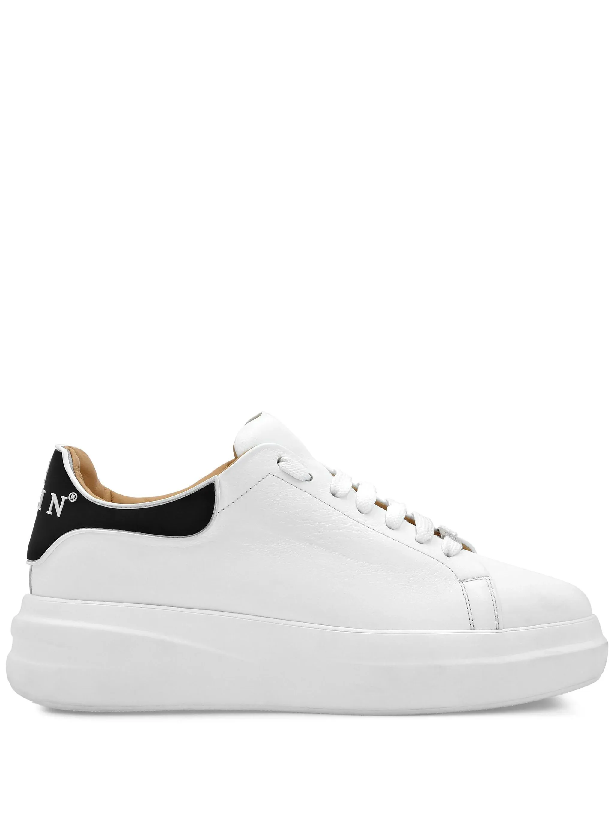 PHILIPP PLEIN LO-TOP LEATHER SNEAKERS