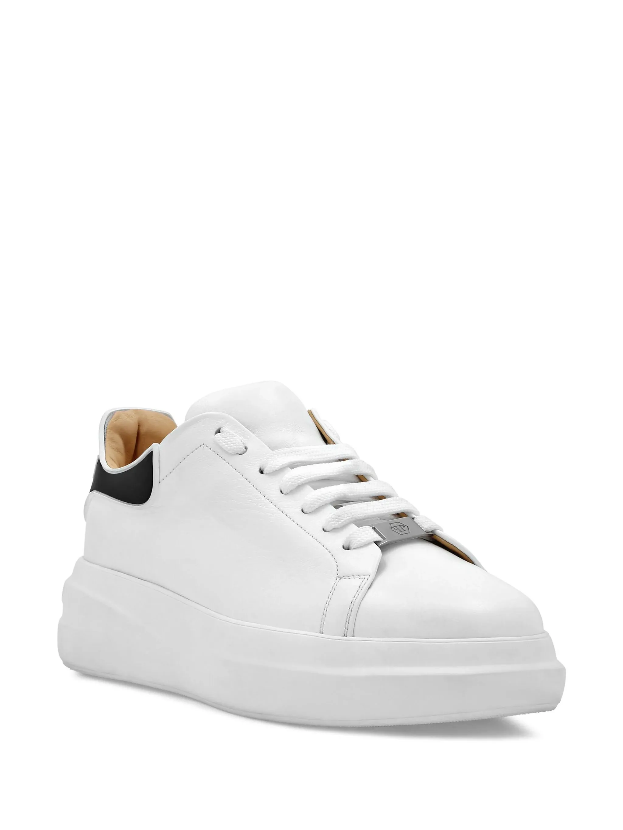 PHILIPP PLEIN LO-TOP LEATHER SNEAKERS