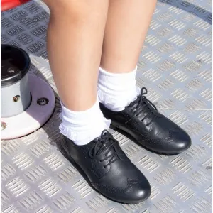 PLIE Girls Leather Brogue School Shoes Black