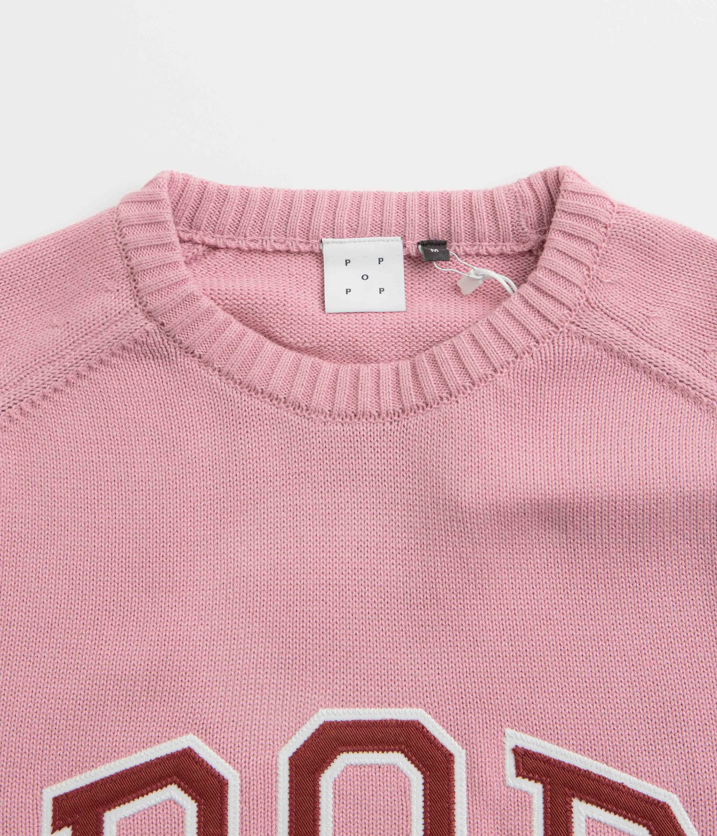 Pop Trading Company Arch Knitted Crewneck Sweatshirt - Mesa Rose / Fired Brick