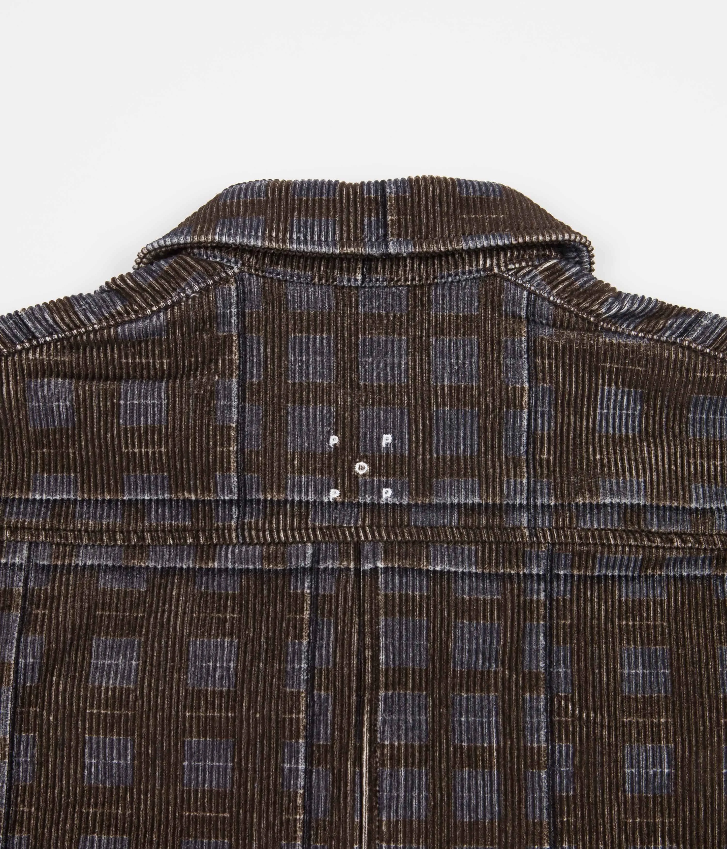 Pop Trading Company x Gilles De Brock Corduroy Check Shirt - Charcoal / Delicioso