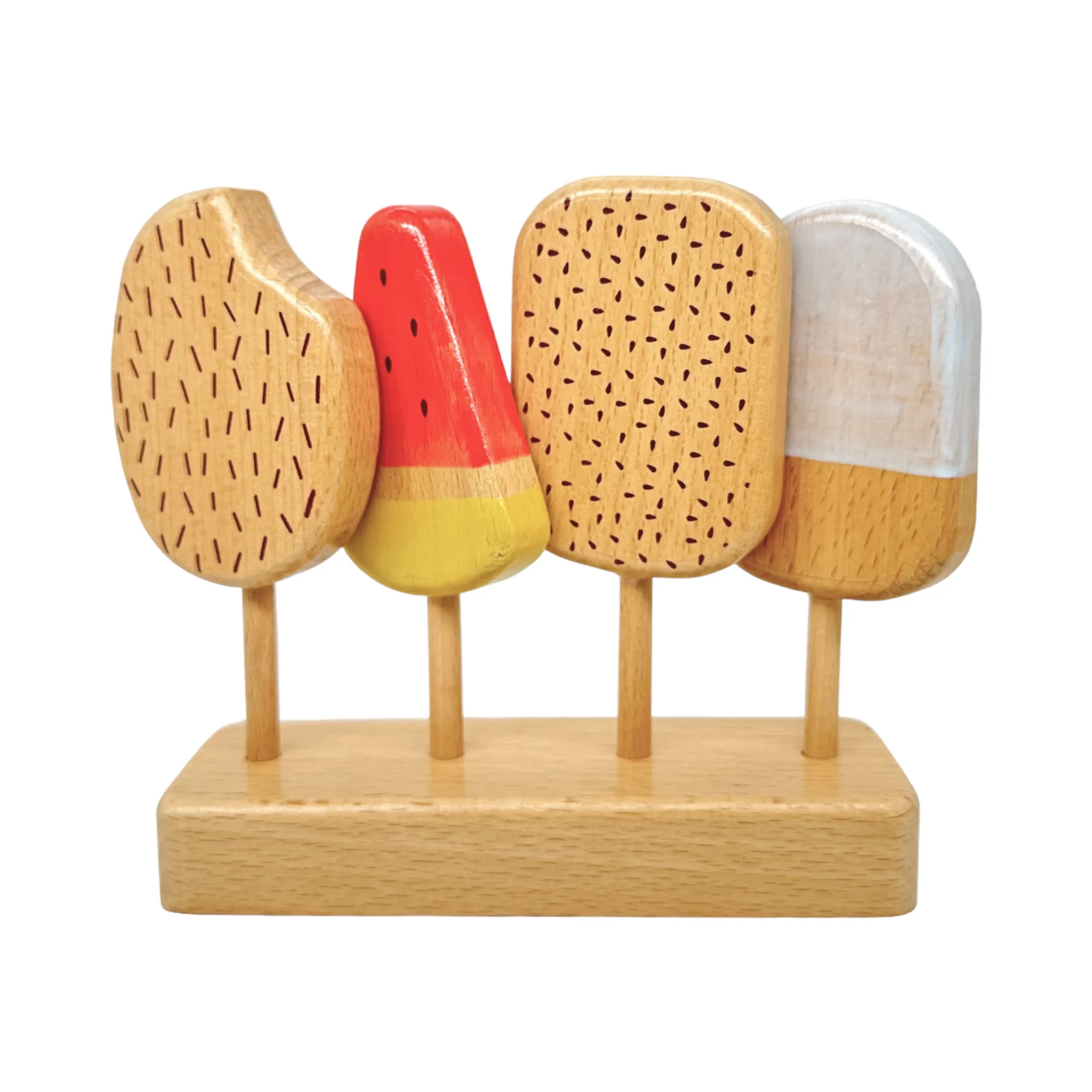 **Pre-order (Ships in 2-3 Weeks)**10 Pcs Wooden Popsicle Ice Cream Bar and Pastry Cookies Pretend Play Set