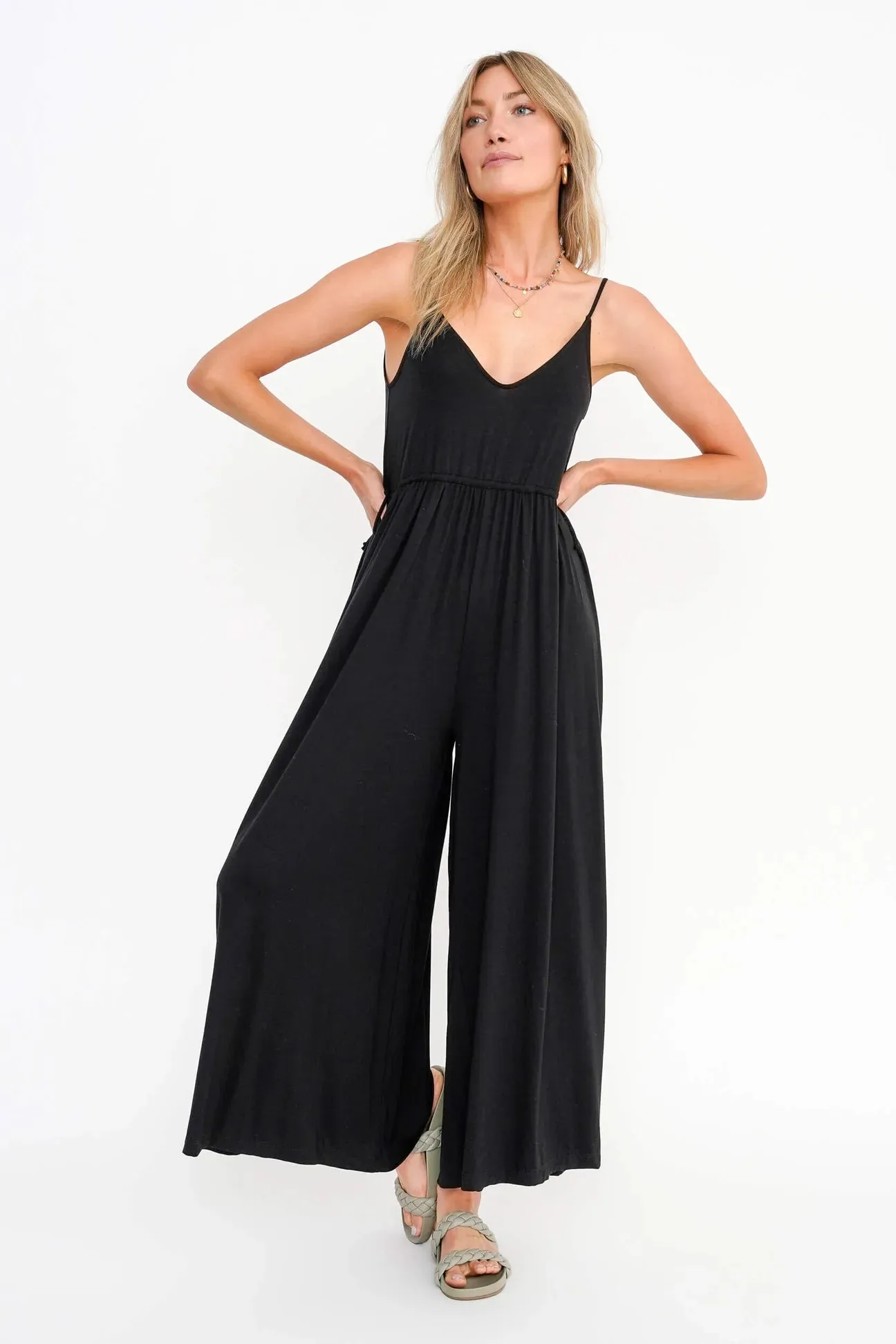 Project Social T Black Lovin' You Wide Leg Jump Suit