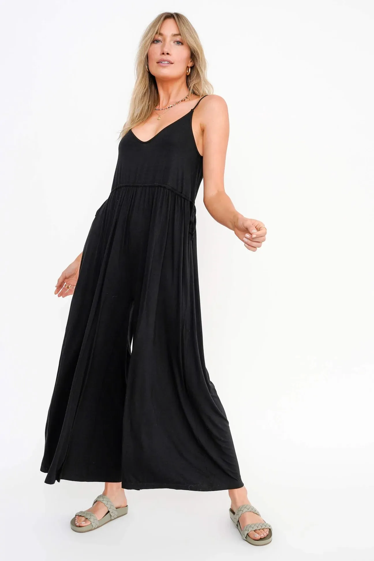 Project Social T Black Lovin' You Wide Leg Jump Suit