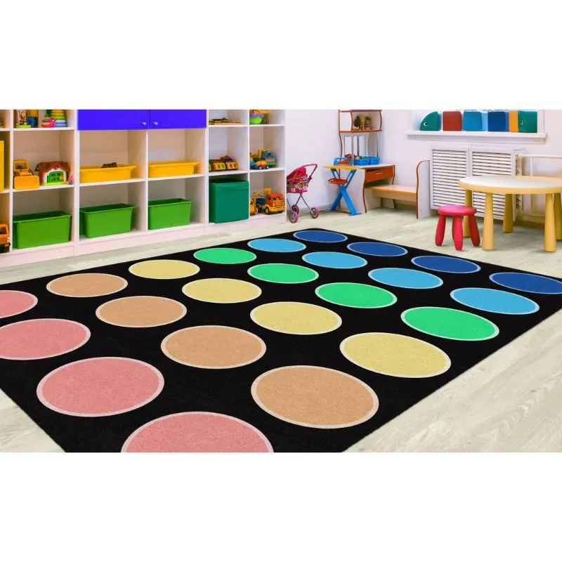 Rainbow Dots Classroom Seating Rug