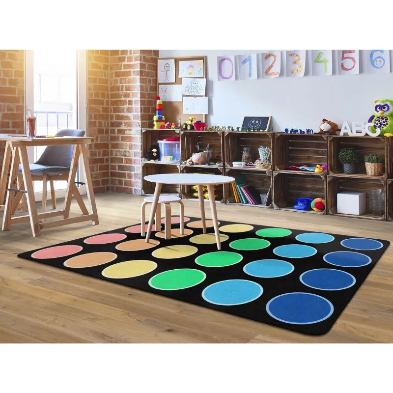 Rainbow Dots Classroom Seating Rug