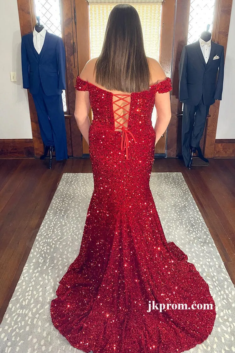 Red Glitter Prom Dress Long,Plus Size Royal Blue Formal Dresses