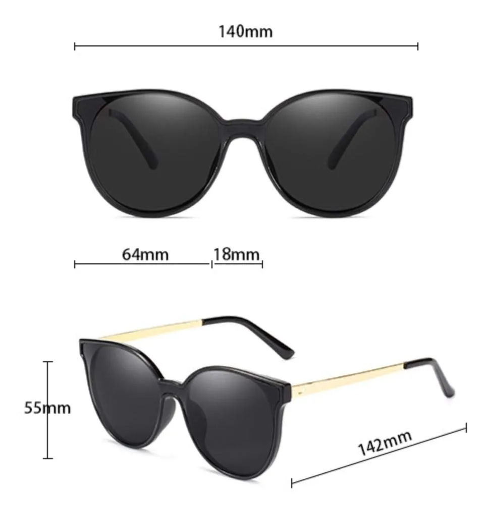 Retro Vintage Cateye Sunglasses for Women Metal Frame Shades