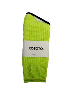 ROTOTO Cotton Waffle Crew Socks Lime