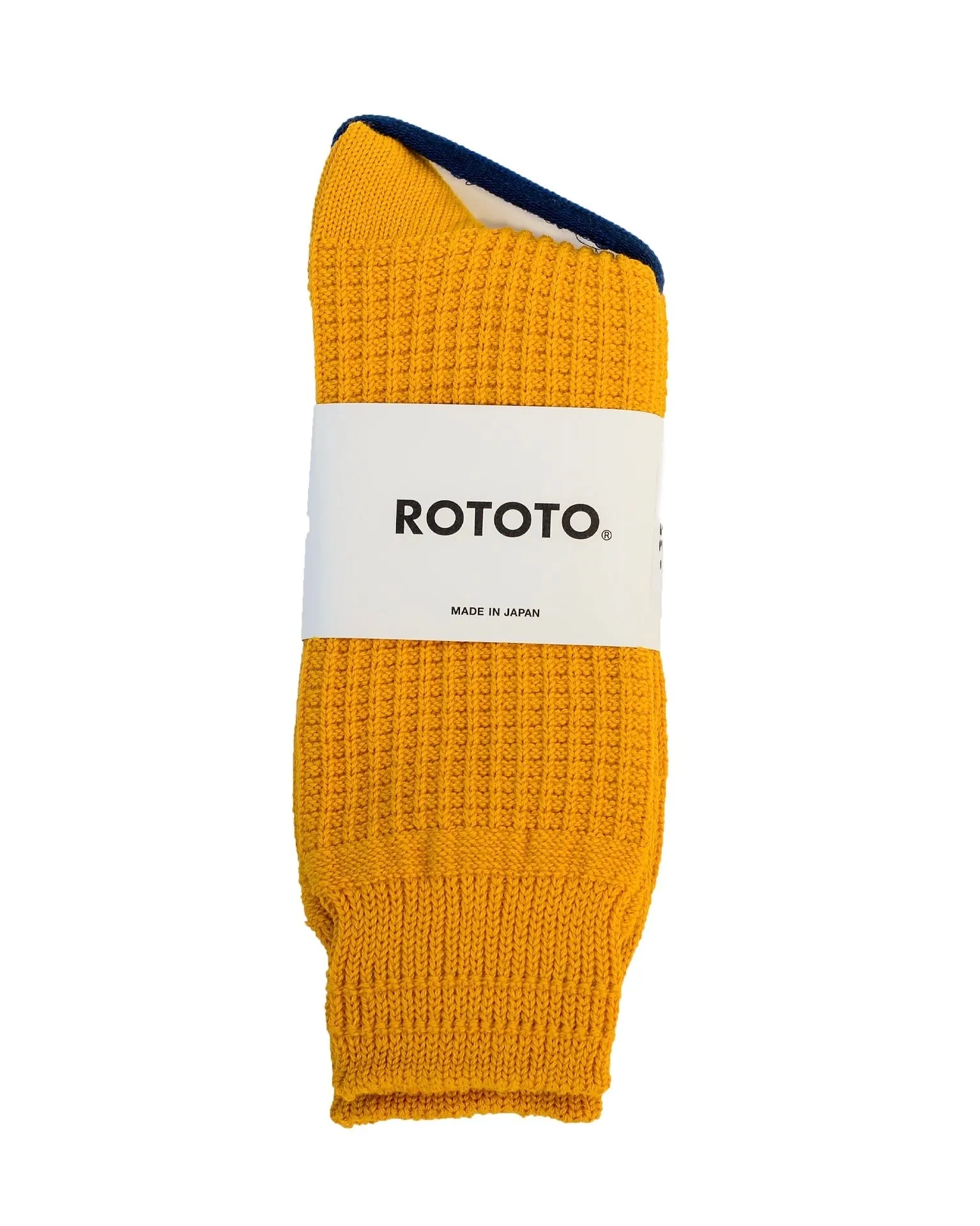 ROTOTO Cotton Waffle Crew Socks Mustard