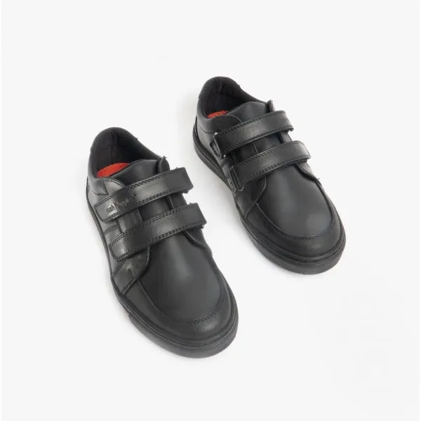 SANTOS Boys Leather Twin Strap Shoes Black