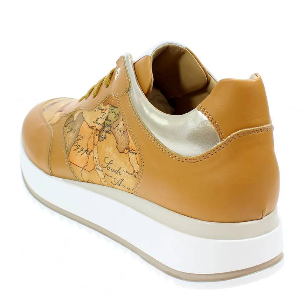 Scarpe Junior 1A Classe Alviero Martini Sneakers color Cuoio con Inserti in Tessuto Geo Classic 1217