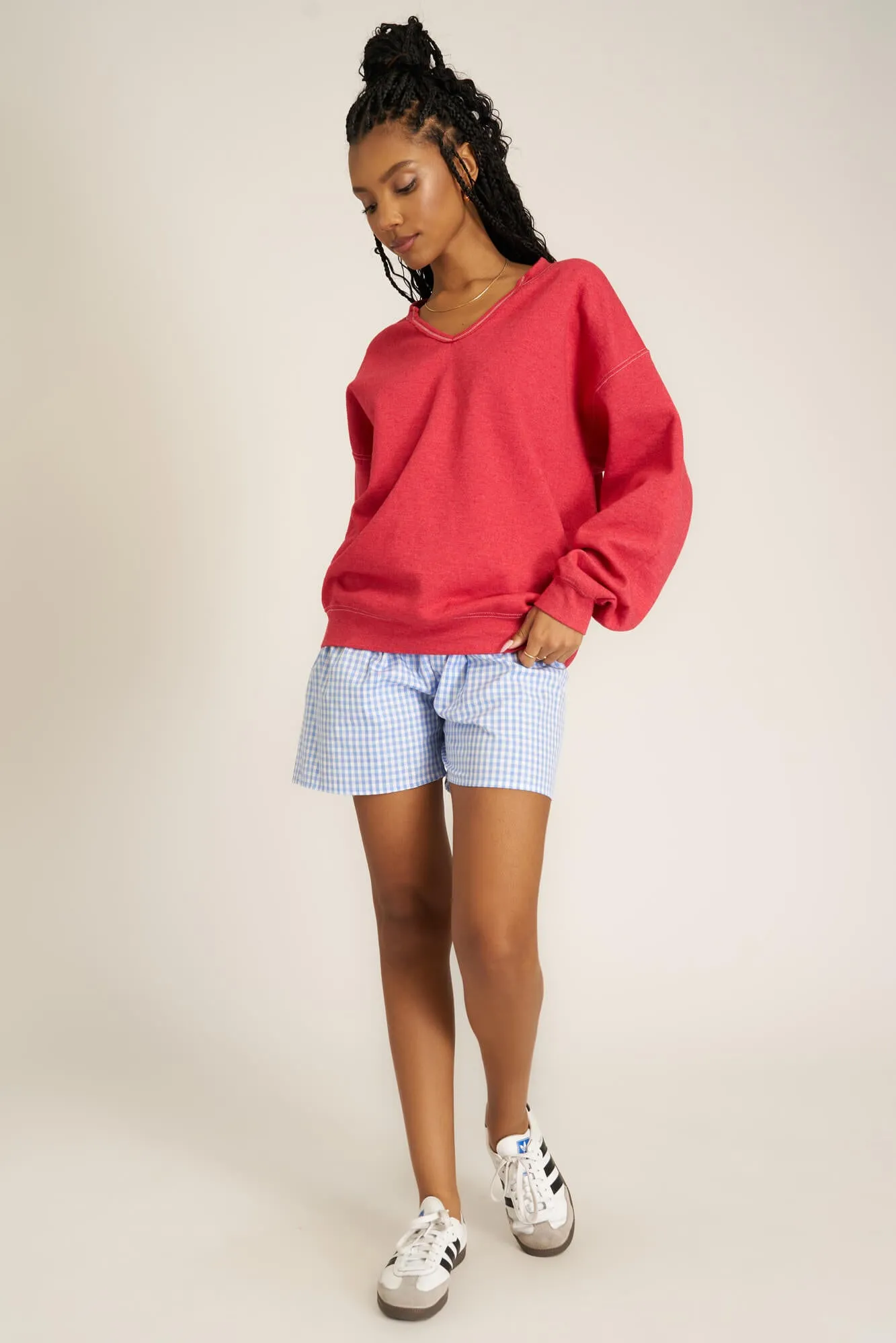 Scorpio Notch Neck Sweatshirt - Red Dahlia