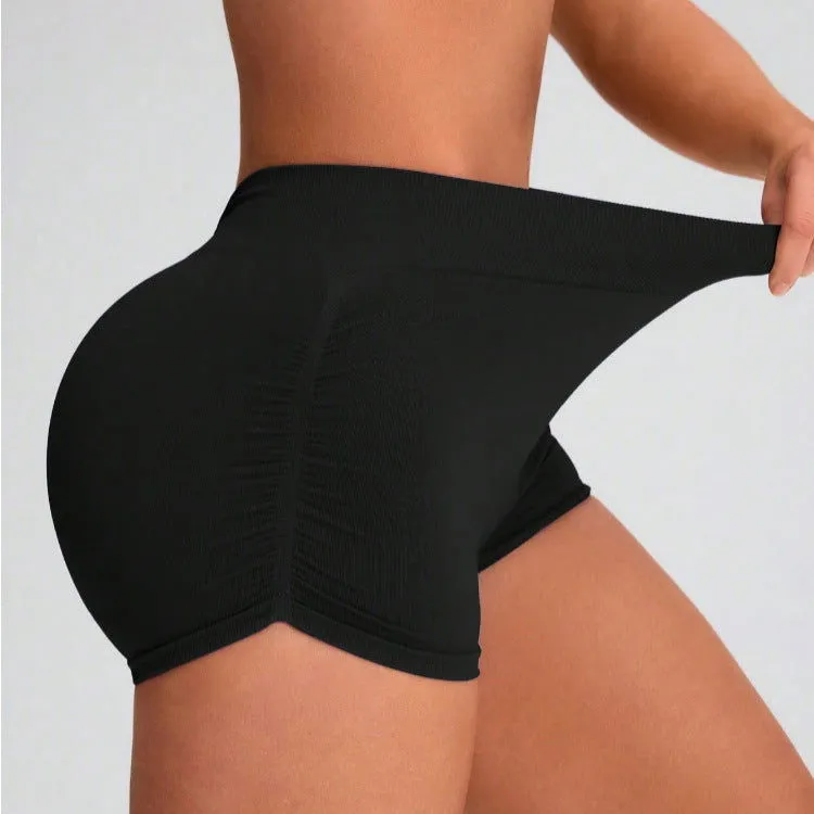 Seamless Knitted Sports Yoga Shorts Peach Hip Quick Drying Breathable Hip Lift Belly Shaping Exercise Shorts