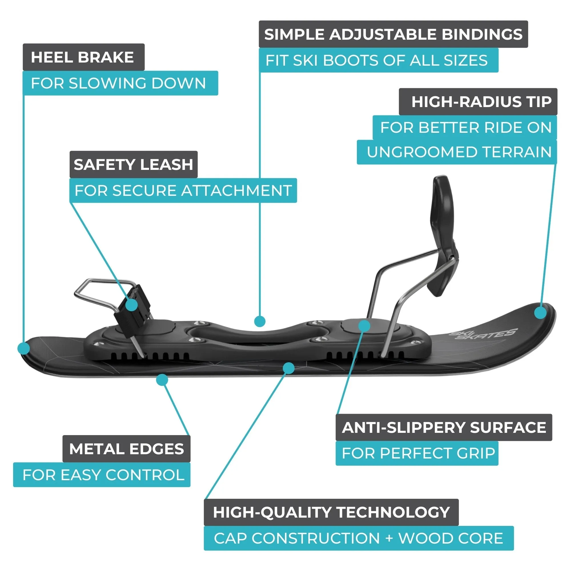 Skiskates by Snowfeet* | 44 CM | Skiblades Snowblades | Ski Boots Model | Free shipping