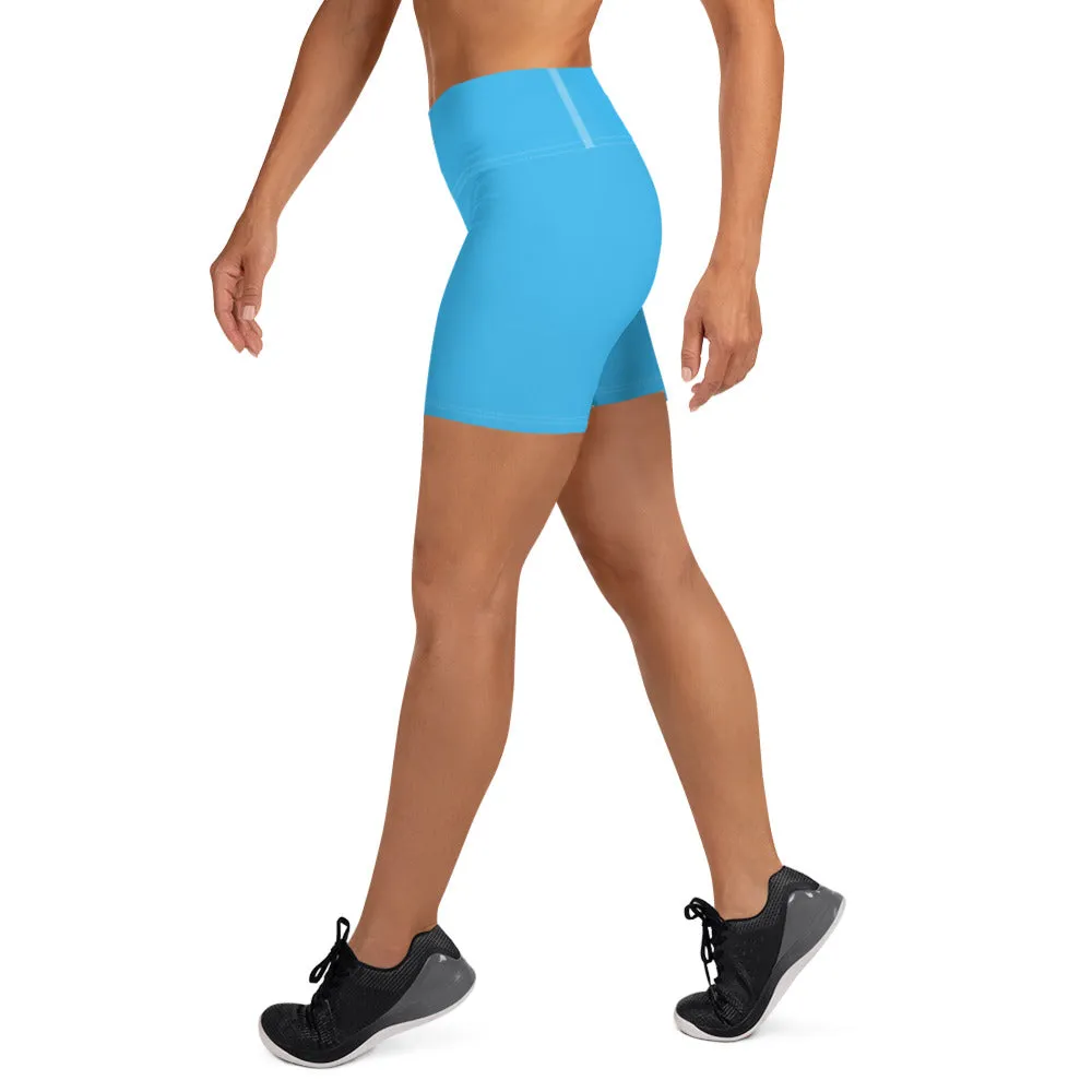 Sky Blue High Waist Yoga Shorts