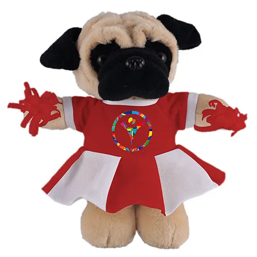 Soft Plush Stuffed Pug with Cheerleader Outfit