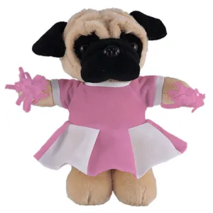 Soft Plush Stuffed Pug with Cheerleader Outfit