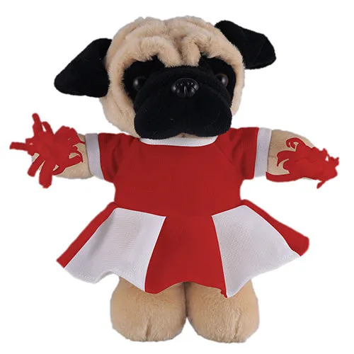 Soft Plush Stuffed Pug with Cheerleader Outfit