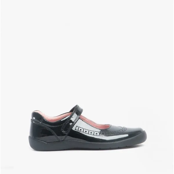 SPIRIT Girls Leather Mary Jane School Shoes Patent Black