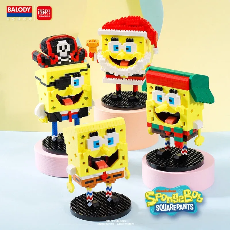 SpongeBob SquarePants Micro particles Block City  Patrick Star Squidward  Charm Kids Toys Birthday Gifts