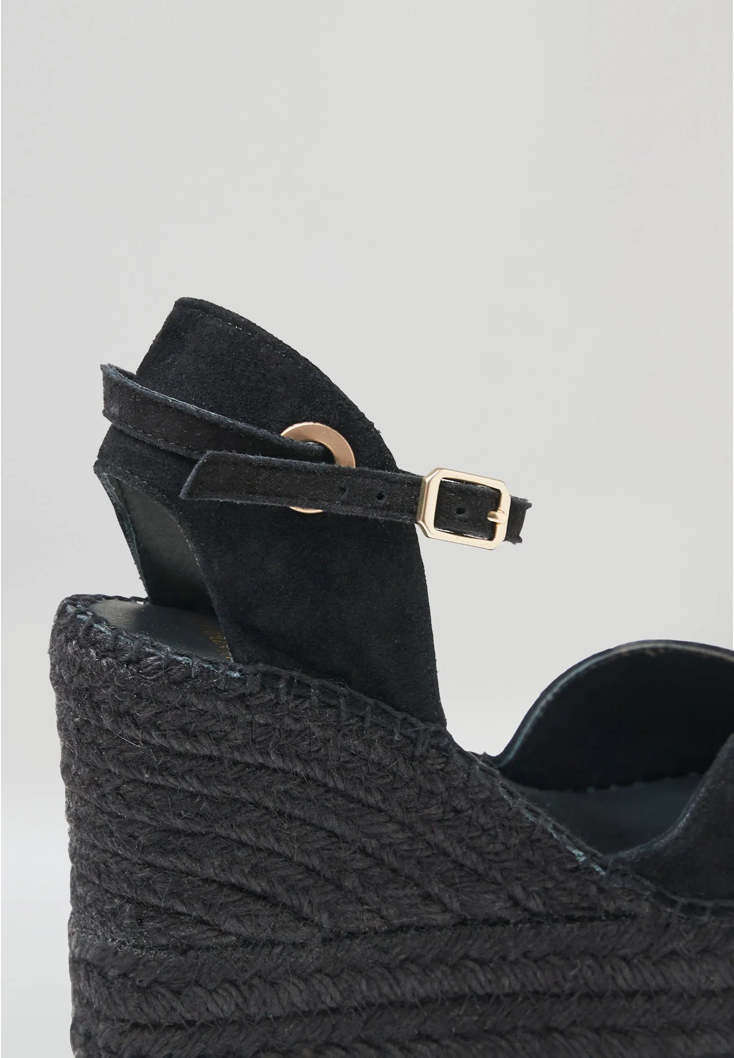 Square Toe Wedges - Black Suede