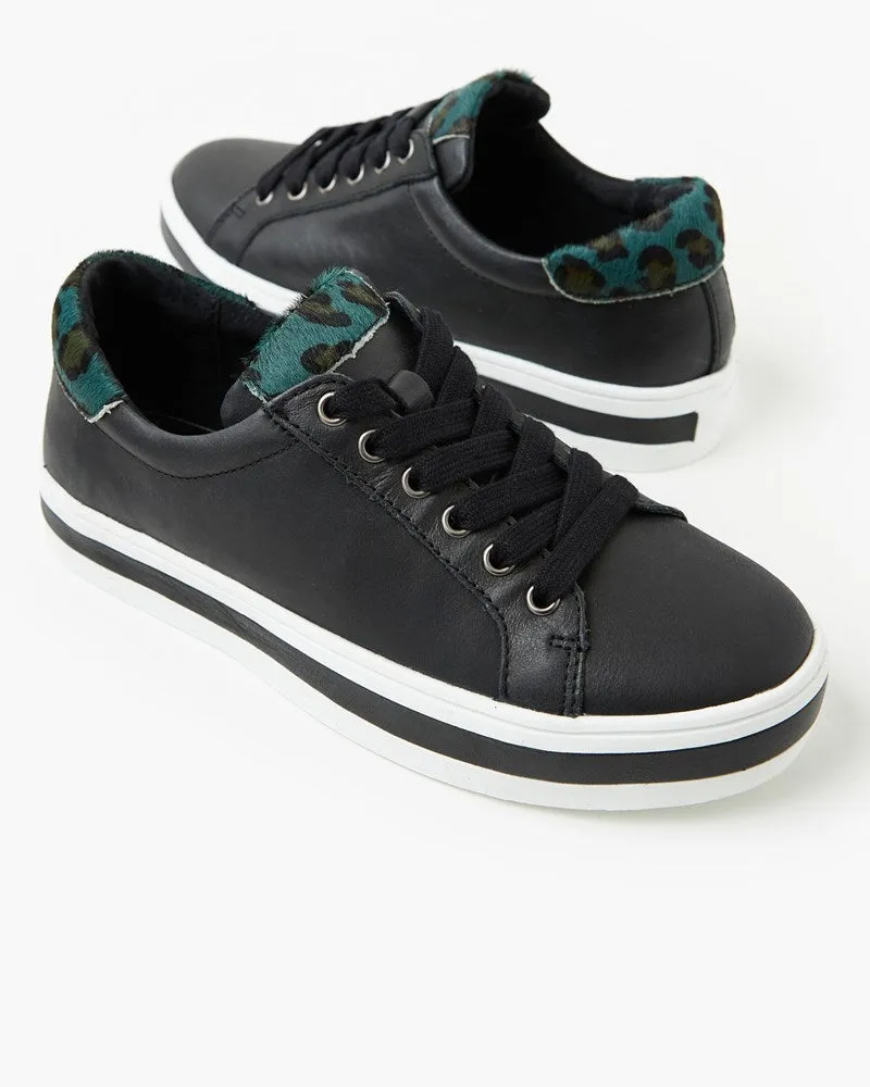 Stella Leather Sneaker - Black