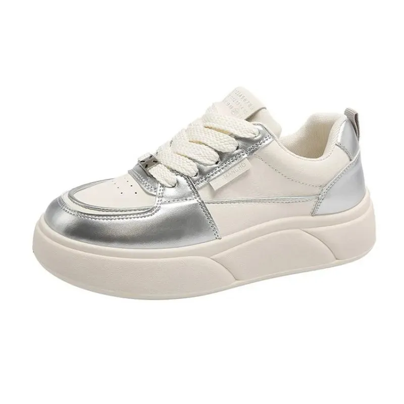 TAVIMART  -  White Sneakers for Women summer Chunky Platform Women's designer shoes Fashion Thick Bottom PU Leather Sneakers