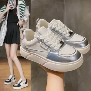 TAVIMART  -  White Sneakers for Women summer Chunky Platform Women's designer shoes Fashion Thick Bottom PU Leather Sneakers