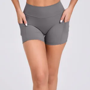 Tight Yoga Shorts High Waist Side Pocket Back V Waist Fitness Pants Hip Lifting Running Exercise Shorts