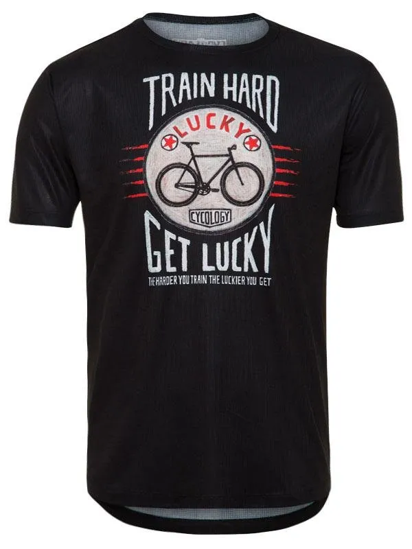 Train Hard Get Lucky Mens Technical T Shirt