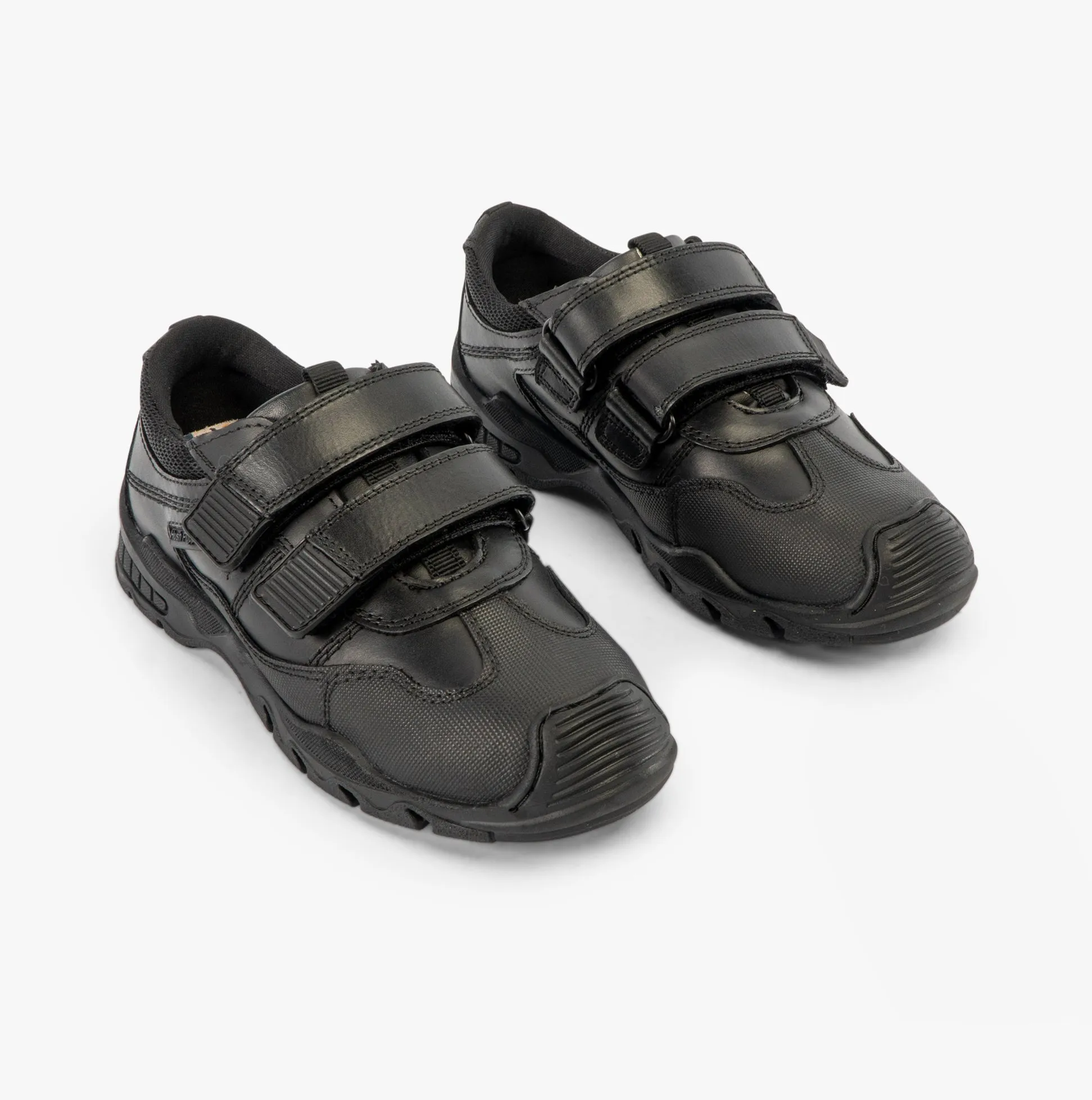 TROY Boys Leather Twin Strap Shoes Black