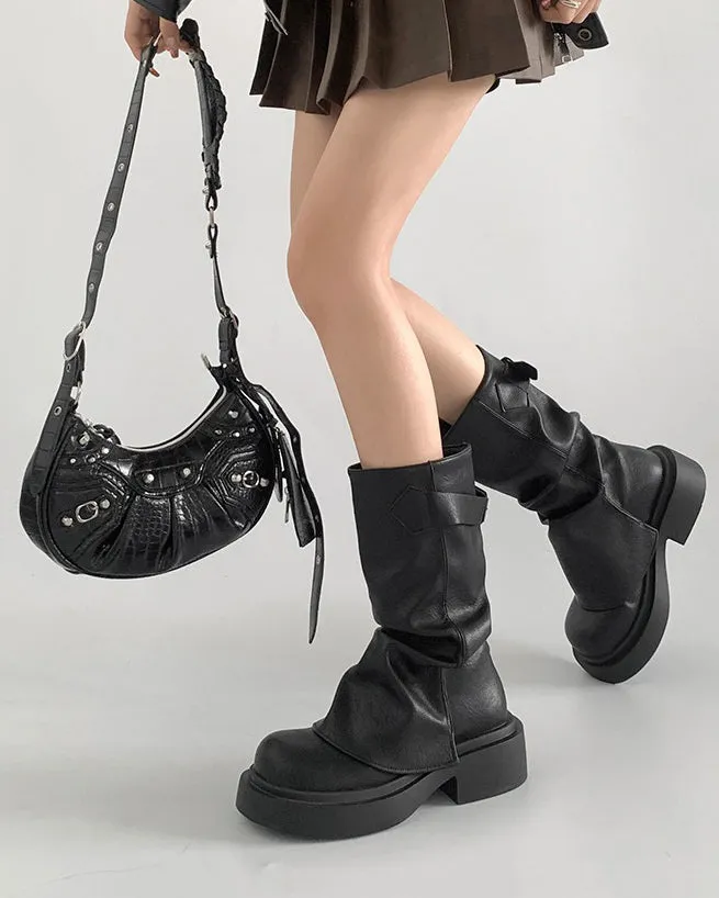 Uniwim Gift Grunge Style Slouch Boots