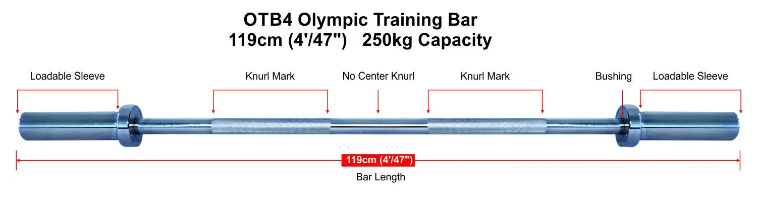 USI UNIVERSAL THE UNBEATABLE Olympic Barbell Rod OTB4 (4 Feet) Barbell Bar For Bench Press, Bieceps, Triceps Trining CrossFit Training, 28mm Olympic Barbell Bar For Weightlifting, Powerlifting