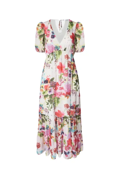 V-neck Floral Midi Dress