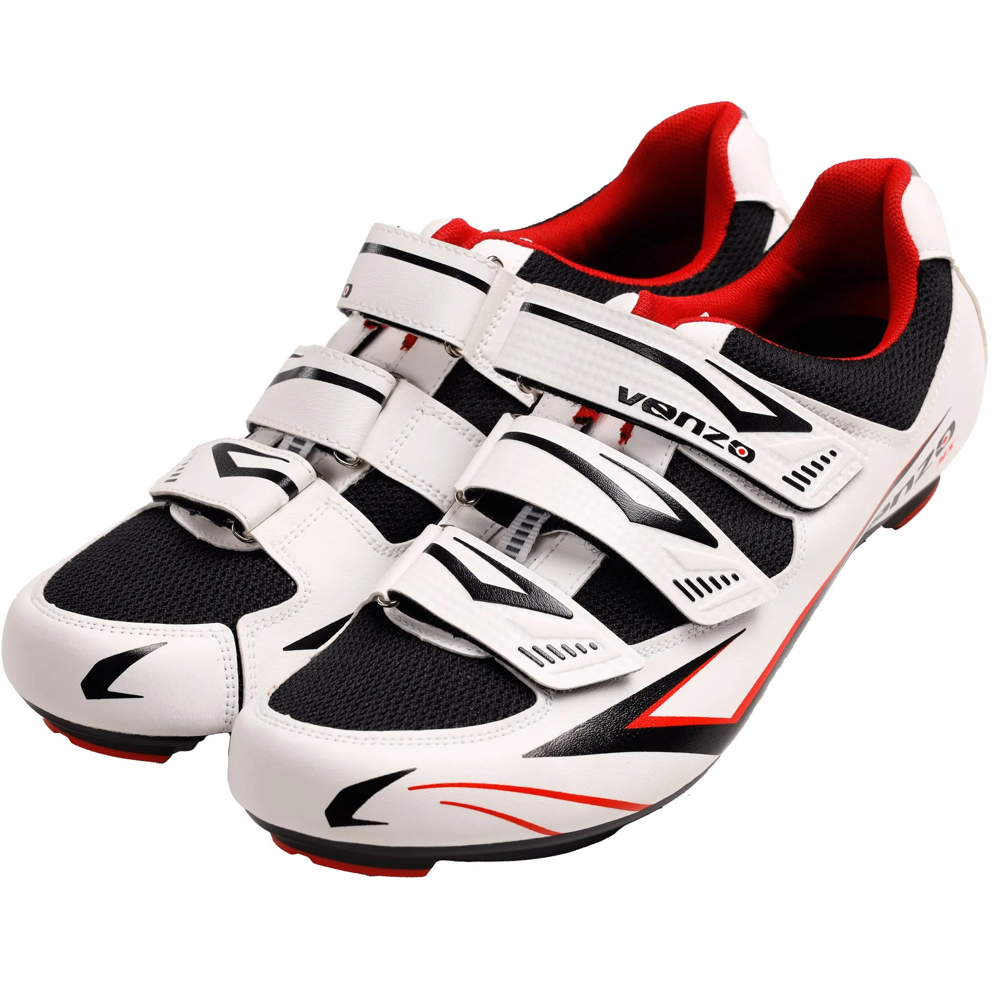 Venzo Bicycle Men’s Road Cycling Riding Shoes - With Bike Clipless Sealed Bearing LOOK Delta Compatible Pedals & 9 Degree Float Cleats - Size 45